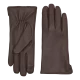 Brune Adax l�derhandsker i glat skind med klassisk design, vist fra b�de forside og bagside p� hvid baggrund.