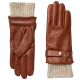 Elegante l�derhandsker i bl�dt f�rel�der med ribkant ved h�ndleddet, justerbar rem med trykknap og touchfunktion p� pegefinger og tommelfinger.