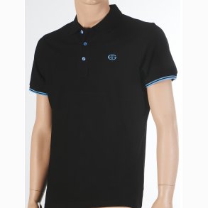 POLO SHIRT S.PIQUE BLACK/L.BLUE