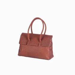 Bon Gout Mary taske i lder med kroko-prgning 