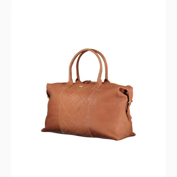 Bon Gout Quilt Weekendtaske i eksklusivt lder Cognac