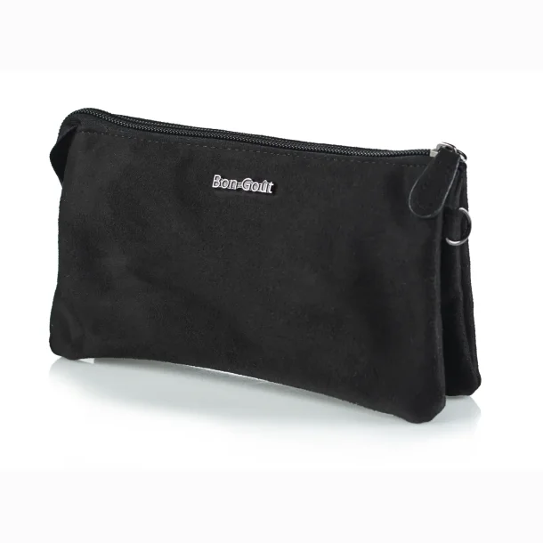 Bon Gout Suede Ruskinds Clutch Black